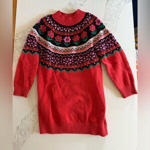 Hanna Andersson Red and Pink Patterned girls Sweater dress size 6-7